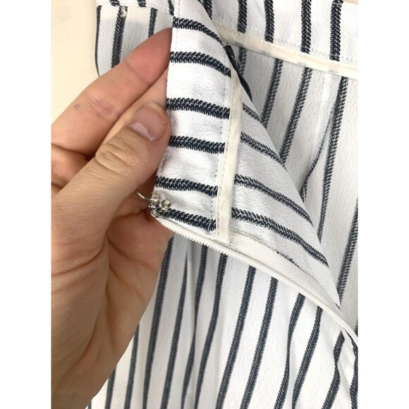 REFORMATION Eadie Baggy Cropped Striped‎ Pants JAILBIRD Black White Size S - Picture 8 of 12